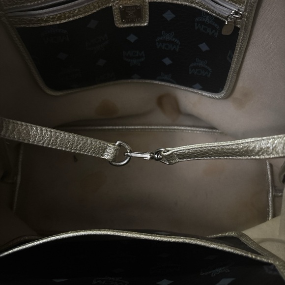 MCM Black Visetos Coated Canvas and Leather Princess Lion Shopper Tote. - Picture 5 of 8